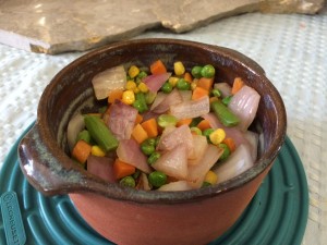 Saute extra veggies. Then place 1 cup of tuna casserole on top & bake for 15 minutes. Wrap in foil to enjoy for lunch while at work!!